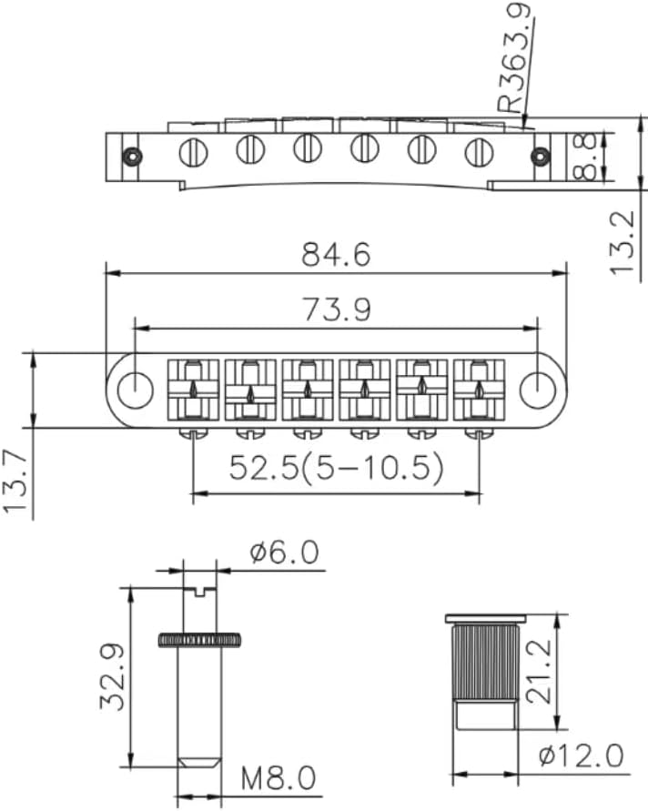 guyker Guitar Saddle Bridge - Tune-O-Matic Bridges with Studs Replacement for LP EPI 6 String Electric Guitar (GM003, Rainbow Chameleon) - Image 4